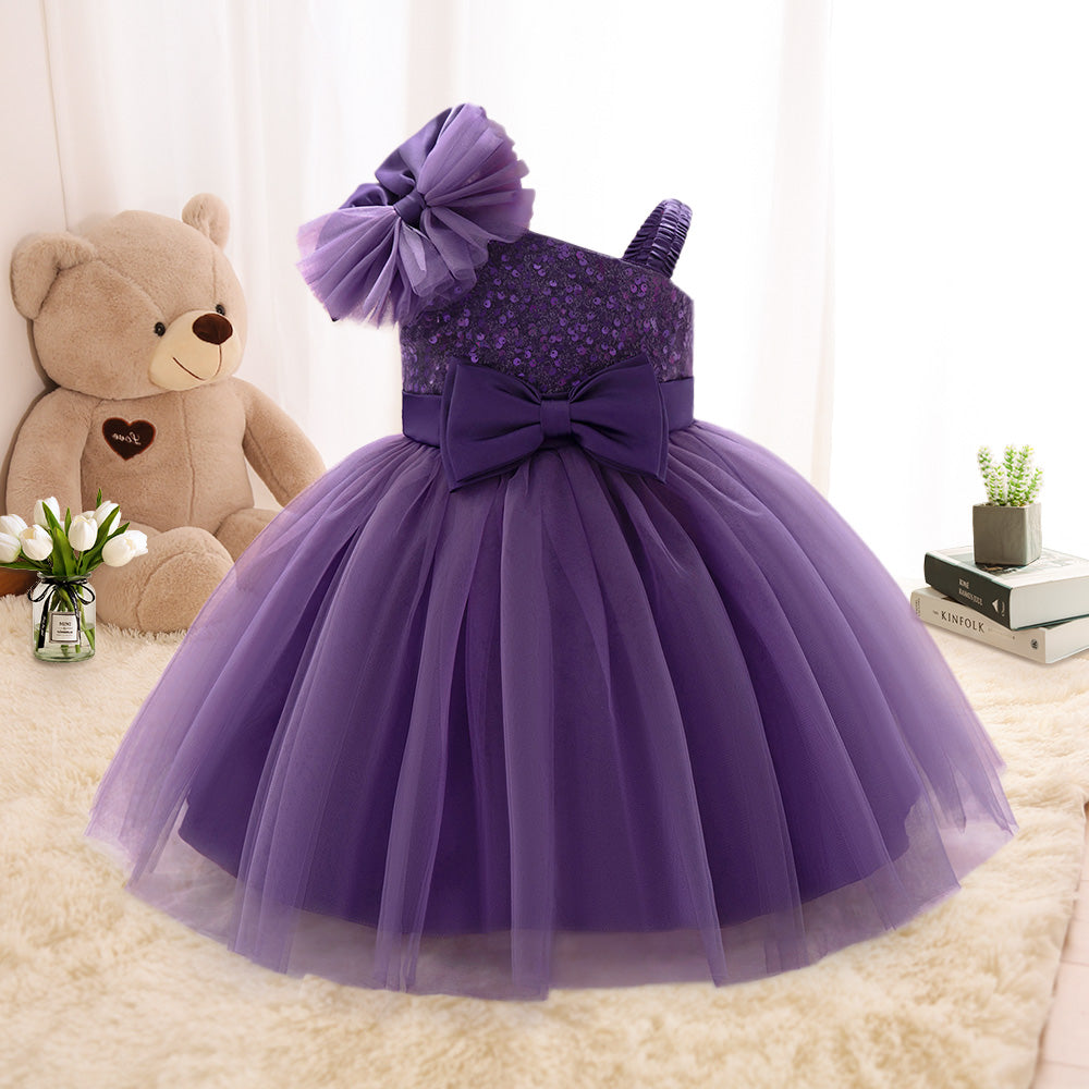 Purple tulle flower girl dress best sale