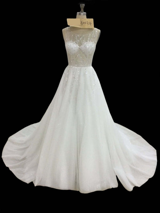 Tulle skirt wedding dress with beading