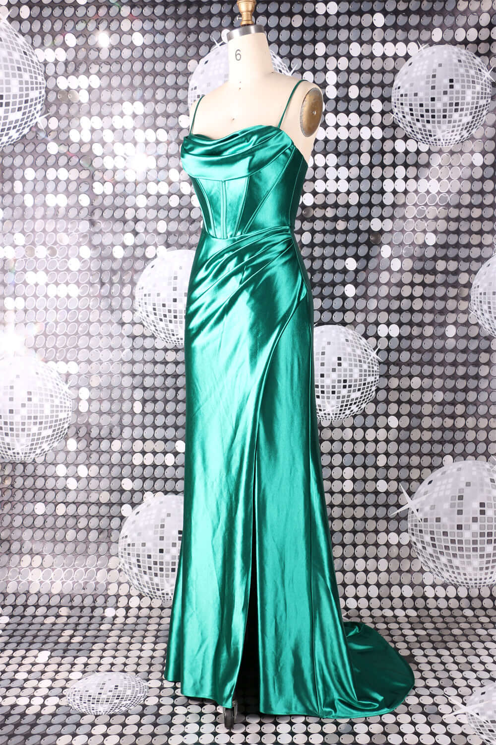 Evening gown with satin finish